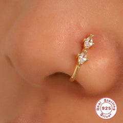 Wholesale Simple Style Geometric Water Droplets Flower Sterling Silver Zircon Nose Ring - ChicMeto