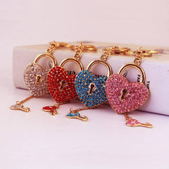 Wholesale Simple Style Heart Shape Alloy Keychain | Rhinestone Inlay, Women's Keychain - ChicMeto