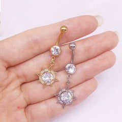 Wholesale Simple Style Heart Shape Cat Butterfly Stainless Steel Sequin Copper White Gold Plated Gold Plated Rhinestones Zircon Belly Ring In Bulk - ChicMeto