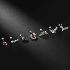 Wholesale Simple Style Heart Shape Stainless Steel Inlay Zircon Ear Studs - ChicMeto