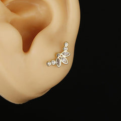 Wholesale Simple Style Heart Shape Stainless Steel Inlay Zircon Ear Studs - ChicMeto