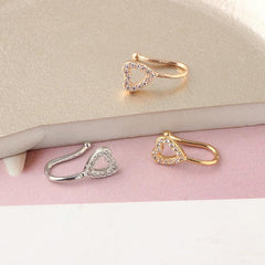 Wholesale Simple Style Heart Shape Stainless Steel Inlay Zircon Nose Ring 1 Piece - ChicMeto