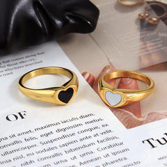 Wholesale Simple Style Heart Shape Stainless Steel Plating 18K Gold Plated Rings - ChicMeto