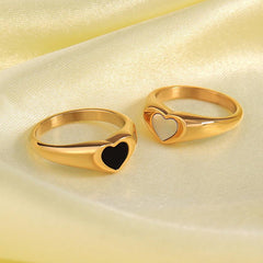 Wholesale Simple Style Heart Shape Stainless Steel Plating 18K Gold Plated Rings - ChicMeto