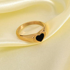 Wholesale Simple Style Heart Shape Stainless Steel Plating 18K Gold Plated Rings - ChicMeto