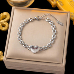 Wholesale Simple Style Heart Shape Titanium Steel Polishing Plating 18K Gold Plated Bracelets - ChicMeto