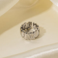 Wholesale Simple Style Heart Shaped Stainless Steel Open Rings - ChicMeto