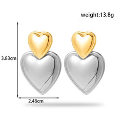 Wholesale Simple Style Korean Heart-Shaped Drop Earrings Stainless Steel 18k Gold Plated - ChicMeto