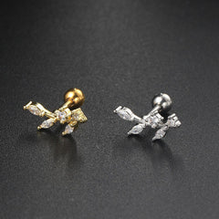 Wholesale Simple Style Leaf Inlay Copper Zircon Ear Studs - ChicMeto