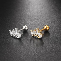 Wholesale Simple Style Leaf Inlay Copper Zircon Ear Studs - ChicMeto