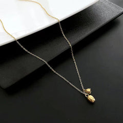 Wholesale Simple Style Lotus Stainless Steel Plating 18K Gold Plated Pendant Necklace - ChicMeto