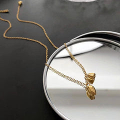 Wholesale Simple Style Lotus Stainless Steel Plating 18K Gold Plated Pendant Necklace - ChicMeto