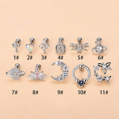 Wholesale Simple Style Moon Copper Plating Inlay Zircon Ear Studs - ChicMeto