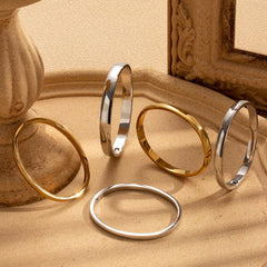 Wholesale Simple Style Oval Solid Color Stainless Steel Plating 18K Gold Plated Bangle - ChicMeto