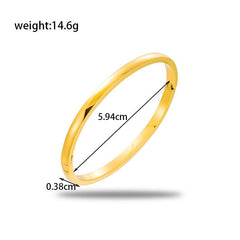 Wholesale Simple Style Oval Solid Color Stainless Steel Plating 18K Gold Plated Bangle - ChicMeto