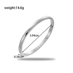 Wholesale Simple Style Oval Solid Color Stainless Steel Plating 18K Gold Plated Bangle - ChicMeto