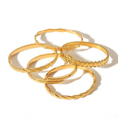 Wholesale Simple Style Oval Stainless Steel Polishing Plating Zircon 18K Gold Plated Bangle - ChicMeto