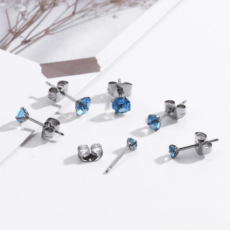 Wholesale Simple Style Round 316 Stainless Steel Inlaid Zircon Ear Cartilage Rings & Studs - ChicMeto