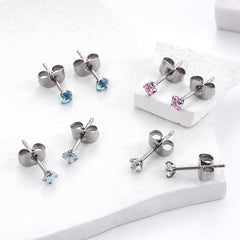 Wholesale Simple Style Round 316 Stainless Steel Inlaid Zircon Ear Cartilage Rings & Studs - ChicMeto