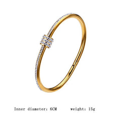 Wholesale Simple Style Round Bangle Titanium Steel Plating Gold Plated - ChicMeto