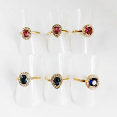 Wholesale Simple Style Round Oval Titanium Steel Rhinestones Zircon 14K Gold Plated Open Rings - ChicMeto