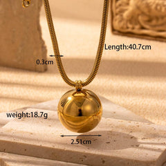 Wholesale Simple Style Round Stainless Steel Plating 18K Gold Plated Pendant Necklace - ChicMeto