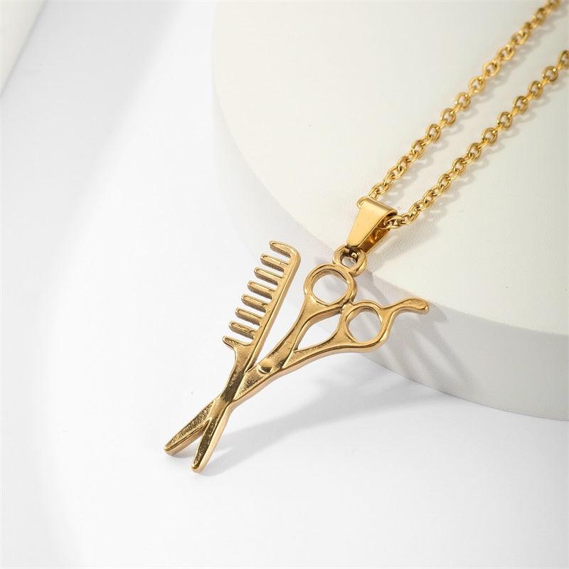 Wholesale Simple Style Scissors Stainless Steel Plating 18K Gold Plated Pendant Necklace - ChicMeto