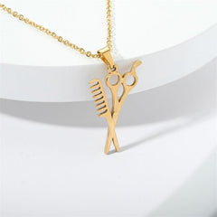 Wholesale Simple Style Scissors Stainless Steel Plating 18K Gold Plated Pendant Necklace - ChicMeto