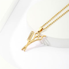 Wholesale Simple Style Scissors Stainless Steel Plating 18K Gold Plated Pendant Necklace - ChicMeto