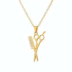 Wholesale Simple Style Scissors Stainless Steel Plating 18K Gold Plated Pendant Necklace - ChicMeto