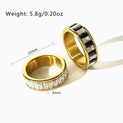 Wholesale Simple Style Shiny Rectangle Rings Stainless Steel Plating Inlay Rhinestones 18k Gold Plated - ChicMeto