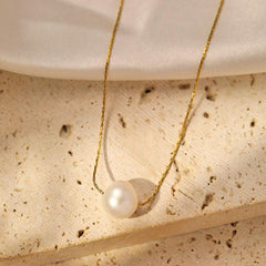 Wholesale Simple Style Shiny Solid Color Stainless Steel Polishing Plating 18K Gold Plated Pendant Necklace - ChicMeto