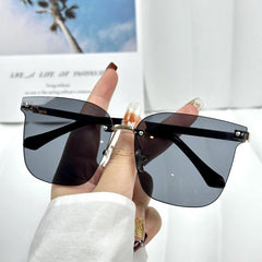 Wholesale Simple Style Solid Color PC Square Frameless Women's Sunglasses - ChicMeto