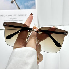 Wholesale Simple Style Solid Color PC Square Frameless Women's Sunglasses - ChicMeto