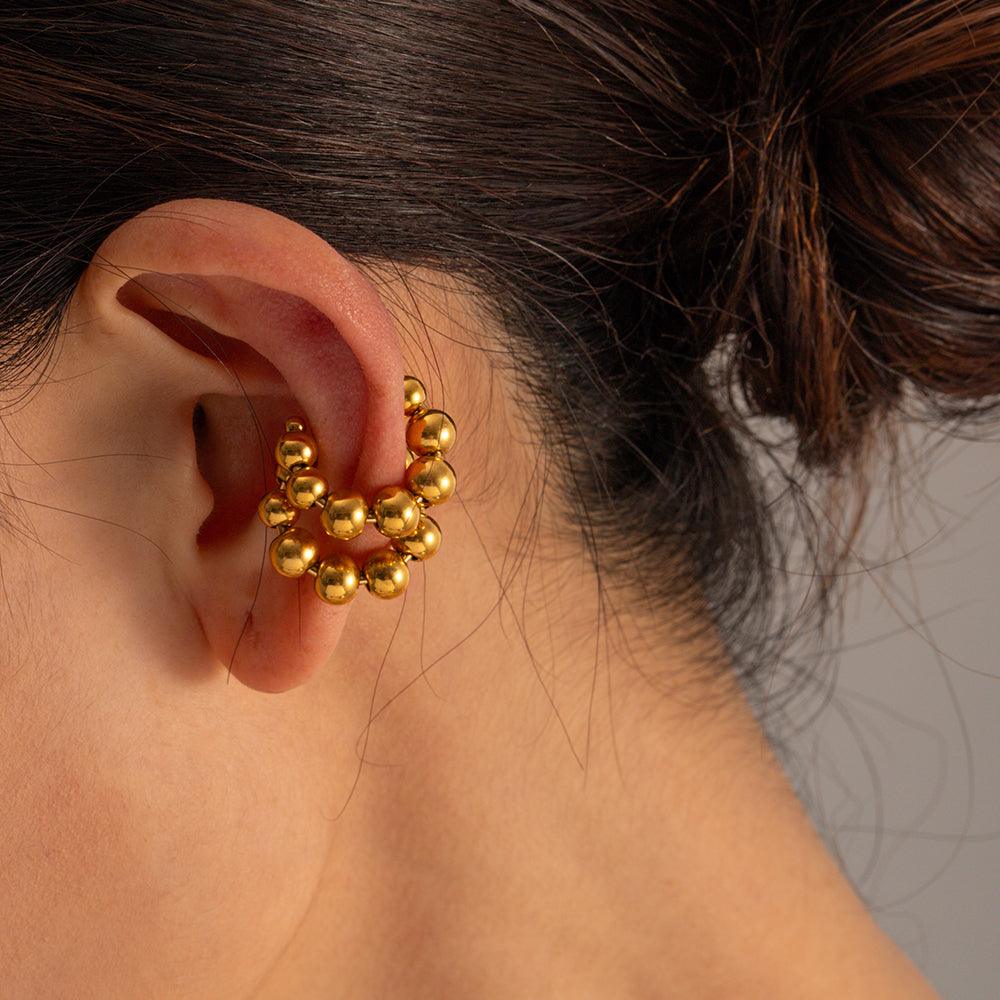 Wholesale Simple Style Solid Color Plating 304 Stainless Steel 18K Gold Plated Ear Cuffs Pair - ChicMeto