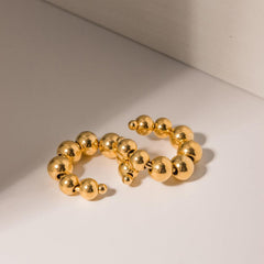 Wholesale Simple Style Solid Color Plating 304 Stainless Steel 18K Gold Plated Ear Cuffs Pair - ChicMeto