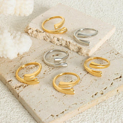 Wholesale Simple Style Solid Color Titanium Steel Plating 18K Gold Plated Open Rings - ChicMeto