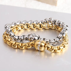 Wholesale Simple Style Solid Color Titanium Steel Plating Zircon Inlay 18K Gold Plated Women's Bracelets - ChicMeto