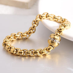 Wholesale Simple Style Solid Color Titanium Steel Plating Zircon Inlay 18K Gold Plated Women's Bracelets - ChicMeto