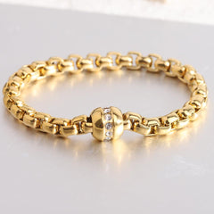 Wholesale Simple Style Solid Color Titanium Steel Plating Zircon Inlay 18K Gold Plated Women's Bracelets - ChicMeto