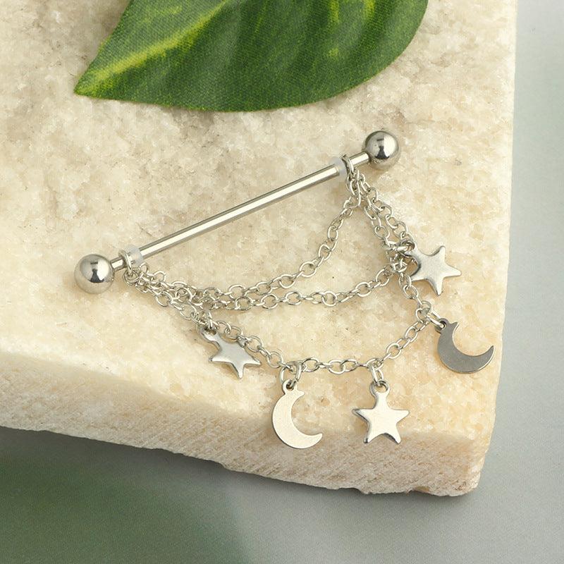 Wholesale Simple Style Star Moon Plating Stainless Steel Ear Studs - ChicMeto