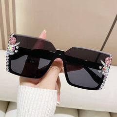 Wholesale Simple Style Streetwear Leopard PC Square Diamond Frameless Women Sunglasses - ChicMeto