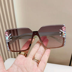 Wholesale Simple Style Streetwear Leopard PC Square Diamond Frameless Women Sunglasses - ChicMeto