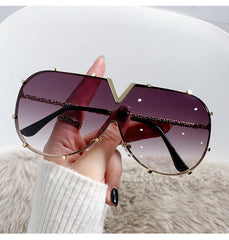 Wholesale Simple Style Streetwear Solid Color AC Oval Frame Full Frame Women's Sunglasses - ChicMeto