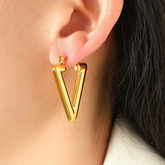 Wholesale Simple Style Triangle Plating Titanium Steel Earrings for Women - ChicMeto