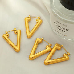 Wholesale Simple Style Triangle Plating Titanium Steel Earrings for Women - ChicMeto