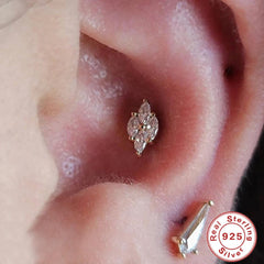 Wholesale Simple Style Water Droplets Inlay Sterling Silver Rhinestones Ear Studs - ChicMeto