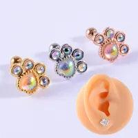 Wholesale Simple Style Waves Heart Butterfly Plating Inlay Stainless Steel Artificial Gemstones Ear Studs - ChicMeto