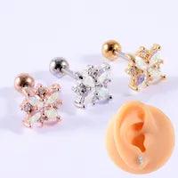 Wholesale Simple Style Waves Heart Butterfly Plating Inlay Stainless Steel Artificial Gemstones Ear Studs - ChicMeto