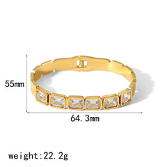 Wholesale Stainless Steel 18K Gold Plated Bangle Casual Tropical Classic Geometric Zircon Inlay - ChicMeto